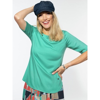 Walbusch Damen T Shirt Bluse Sommerleicht einfarbig Seegrün 36 - Kurzarm