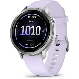 Garmin Venu  4 41 mm Grau/Silber Silikon Armband Lavendelblau