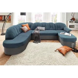 DOMO collection Wohnlandschaft DOMO COLLECTION "ELVA 293x180x84 cm, elegante Rückensteppung, U-Form", grau (dunkelgrau, petrol), B:293cm H:84cm T:180cm, (geprägte) Luxus-Microfaser (100% Polyester);Kunstleder SOFTLUX / Struktur (100% Polyester);Microfaser PRIMABELLE 