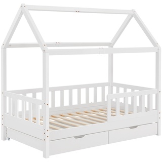 Juskys Kinderbett Marli_STR_OS (200 x 90 cm, weiß mit Bettkasten)