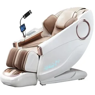 Massagesessel,Massagestuhl Zero Gravity für Ganzkörper, mit Heizung, SL Track,Thai Stretch Massagestuhl, Bluetooth 3D Surround Musik,Weiß【GH-L001】