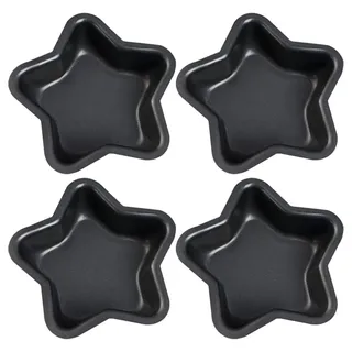 FSSTUD 4 Stück Mini-Kuchenformen, Kuchenbackformen, Brotbackformen, Cupcake-Herstellung, Blech, Kuchendekoration, Partyzubehör, Backformen, Werkzeuge für Geburtstag, Hochzeit, Jahrestag, Stern