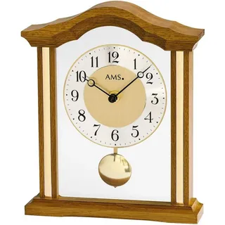 AMS Tischuhr Tischuhr klassisch Pendeluhr Quarzwerk, Eiche - AMS Modell: 1174/4 braun