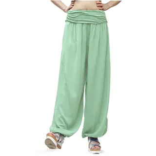 Gloop Damen Pumphose Haremhose Freizeithose Sommerhose Hose in Blumen Muster oder UniFarben HS201701, Seegrün 13090a42, XL/XXXL - XL-3XL