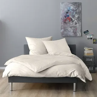 Lorena Mako-Satin Bettwäsche Verona 135x200 cm + 80x80 cm | natur - beige