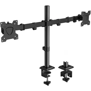 KOORUI Dual-Monitorständer, ergonomischer Doppel-Monitorarm, Schreibtischhalterung für 13-27 Zoll Bildschirme, VESA-Monitorständer mit 360 ° drehbar, neigbar ± 72 °, schwenkbar 360 °, VESA 75/100 mm