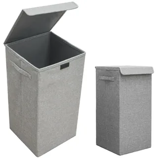 Dune Design 50L XXL Wäschekorb mit Deckel Grau - 30x30x60 Wäschesammler - Wäschebox Faltbar
