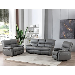 Relaxsofa 3-Sitzer - Kunstleder - Grau - CANBY