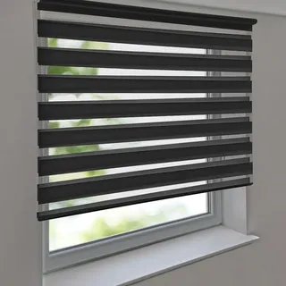 Doppelrollo PREMIUM 75 x 200 cm anthrazit zum Anschrauben freihängend für Wand- und Deckenmontage inkl. Metallträger