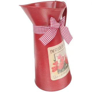 SEWOART Blumeneimer Aus Zinn Blumenkübel Für Blumenarrangements Retro-blumentopf Ländliche Blumenvase Vasen Für Blumenarrangements Dekorativer Krug Für Bauernhäuser Blumenkrüge Rot Stoff