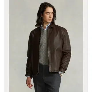 Polo Ralph Lauren für Herren. 710671431002 Braune Glattlederjacke (XL), Lässig, Langarm