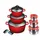 Aluguss Topf-Set 9-tlg. 3 x Kochtopf + 3 x Vorratsdosen rot