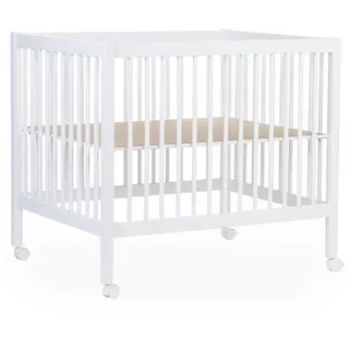 Childhome Laufgitter Playpen 97 2023, Weiß, Holz, Buche, teilmassiv, 78x82x98 cm, EN 71, Made in Europe, höhenverstellbar, Babymöbel, Laufstall Baby