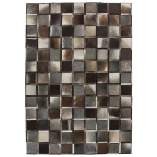 Kayoom Eclipse Lederteppich 160 x 230 cm Grau/Braun