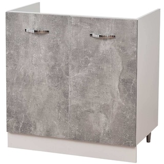 Shally Dogan Unterschrank, Küchenschrank, Farbe: Betongrau, 2 Türen, Holz, grau, 80 x 50 x 85 cm