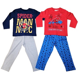 Sun City Schlafhose Marvel Spider-Man 2er Set Pyjama Lang Rot/Blau Schlafanzug langarm für bunt