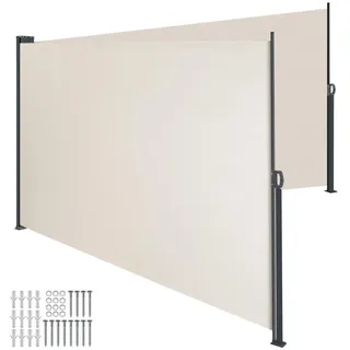 Tectake Seitenmarkise 160 x 600 cm Beige Aluminium