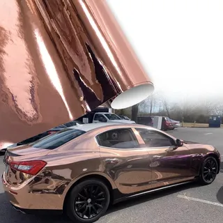 Blueshyhall Autofolie Rosegold mit Spiegeleffekt, Car Wrapping Folie Rosegold Chrom Glänzend Metallic, Autofolie Bronze Folierung Folie Auto Innen Aussen Wasserfest mit Selbstklebende (30 x 152 cm)