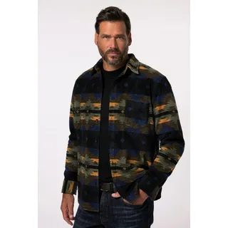 JP1880 Businesshemd Hemd Fleece Allovermuster Kentkragen Modern Fit grün 5XL