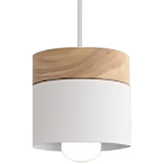 Pendelleuchte Vintage Holz Pendellampe Metall Esszimmerlampe Kreative Design Moderne Schlafzimmer Nachttisch Hängeleuchte E27 Hängelampe Zylinder Wohnzimmer Küche Esszimmer,Weiß gelb grau (Weiß)