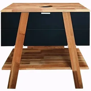 Naturel Home Waschtischunterschrank für Aufsatzwaschbecken 80x73x46 cm Nussbaum/Schwarz matt HOMEUMDC
