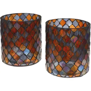 Wuona Objects Nona RAJA 2962-9x10cm - 2er Set - Mosaik Teelichtglas Teelichtgläser Kerzenglas Kerzengläser Mosaikglas orientalisch Vintage