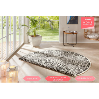 Flachwebeteppich Lilja Creme/Schwarz Ø ca. 100cm