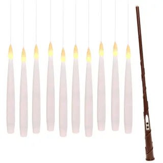 10 schwebende Halloween Deko LED Tafel-Kerzen Zauberstab magisch Fliegende weiß