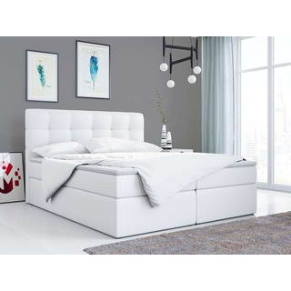 Polsterbett Kunstlederbett mit Bettkasten, Stauraumbett - TOP-1 - 120x200cm - Weiß - H3
