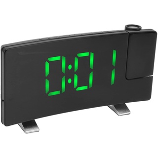 Fdit Digitale Projektionsuhr, Professioneller Lautsprecher, Gebogener Bildschirm, Radio-Projektionswecker, Schwarzes Gehäuse für Schlafzimmer (13)