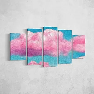 Homemania HM205PKNV-285 Himmel-Bild, 5-teilig, Landschaft, Wohnzimmerstück, Mehrfarbig, Polyester, Holz, 100 x 3 x 60 cm