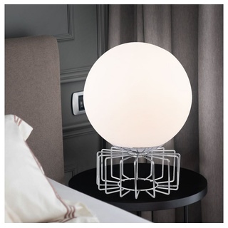 Globo Kugelleuchte, Leuchtmittel nicht inklusive, Tischleuchte Tischlampe Glas Chrom Opal 15 cm Wohnzimmer Schlafzimmer weiß