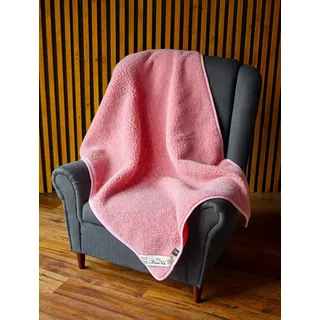 Merino Wool - Merino wolldecke aus 100% Schurwolle | Babydecke kühlt im Sommer & wärmt im Winter | natürlich & temperaturausgleichend (pink, 140 x 100 cm)