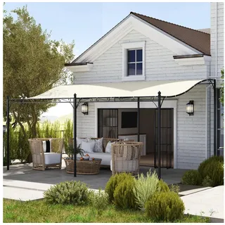 Outsunny Pavillon wasserdicht, freistehend, mit 0 Seitenteilen, (Pergola mit Dach, Anbaupavillon), Sonnenschutz für Terrasse Garten ca. 3x5x2,5 m Cremeweiß weiß