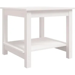 vidaXL Couchtisch Beistelltisch Wohnzimmertisch Sofatisch Teetisch Kaffeetisch Tisch Wohnzimmer Holztisch Weiß 50x50x45cm Massivholz Kiefer
