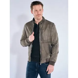 engbers Herren Lederjacke Grün regular uni Stehkragen - 62