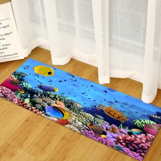 Morbuy Personalisierte Fußmatte Rutschfester Türvorleger mit 3D-Seedruck, Schmutzfangmatte Waschbar Fussmatte Innen Badteppiche (40x60cm,Tropischer Fisch)