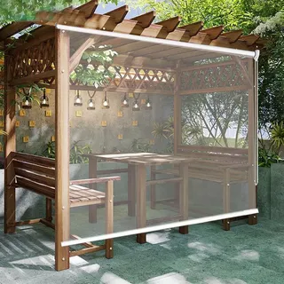 Transparent Wasserdichtes Roll-Up-Rollo,Outdoor-Balkon-Terrassen-Tür Durchsichtige Rollos,Seitenzugrollo,Wärmeisolierung Sonnenschutz Rollläden,Leicht zu Reinigen Außenrollo (W60xH100cm/W24"xH39")
