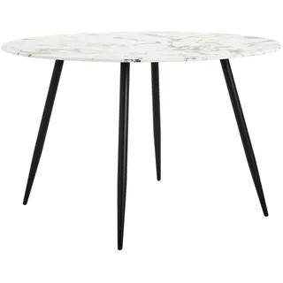 Mid.you Esstisch Marmoroptik, Weiß, Metall, Glas, rund, Rundrohr, 120x76x120 cm, Esszimmer, Tische, Esstische, Glastische