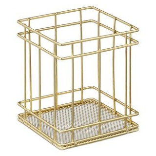 Relaxdays Stiftehalter 10034321, Metalldraht, 1 Fach, gold
