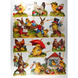 Glanzbilder EF 7421 Ostern Osterhase Ei Hase Küken Huhn Osterei Posiebilder Deko GWI 643