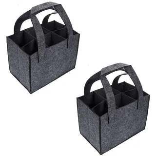 2 Stück Flaschentasche mit Fächern, Flasche Einkaufstasche, Flaschentasche, Weinflasche Tasche, Flaschenträger, Flaschenträger Filz, Männerhandtasche Bier für Reisen Party Strand Urlaub