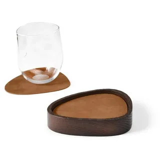 LIND DNA Glasuntersetzer LIND DNA Holzkiste Curve Eiche + 8 x Glasuntersetzer Nupo