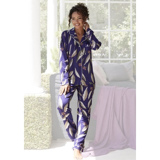 Pyjama LASCANA Gr. 32/34, lila (dunkellila, gemustert) Damen Homewear-Sets Pyjamas