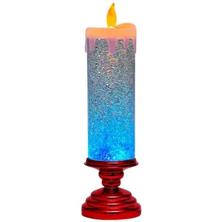Agmoctz LED-Weihnachtskerzen, Farbwechselnde LED-Wasserkerze mit Glitzer, Flammenlose LED-Kerzenbeleuchtung, Schreibtisch, Tisch, Langlebig, 27,5 X 8 cm, Rot