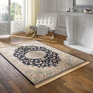 Taracarpet Teppich Palazzo Royal Täbriz blau 135x195 cm Kurzflor Orientteppich für Wohnzimmer Esszimmer und Schlafzimmer