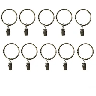 Vorhangschlaufen-Zubehör mit Clips für einfache Vorhangbefestigung, 10 Metallhaken (Bronze)