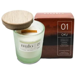 nụlọ Duftkerze 1 Oku 150g – Sandelholz, Zeder, Lavendel & Patchouli, Holzdocht
