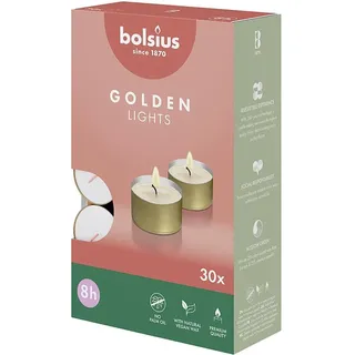 6x Bolsius, Kerzen, Teelichte 8Std gold 30St (30 Stk.)