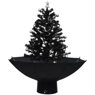 vidaXL Schneiender Weihnachtsbaum mit Schirmfuß Schneefall Künstlich Tannenbaum Christbaum Kunstbaum Dekobaum Weihnachten Dekoration Schwarz 75cm PVC